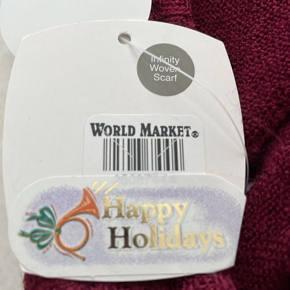 NWT World Market Infinity Woven Scarf, burgundy color, 72”X 29” - Picture 3 of 11
